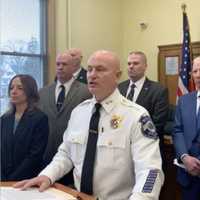 <p>Suffern Police Chief Clarke Osborn speaking at a press conference following the bust.</p>