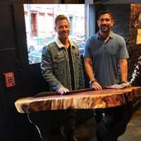 <p>Custom Live Edge Sequoia and Mango Hostess Stand for Saku in Hoboken.</p>