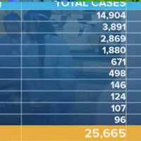 <p>A look at the Top 10 areas in New York State for total cases (middle column) and new cases (far right column), as of midday Tuesday, March 24.</p>