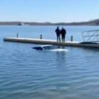 <p>A pickup truck submerged in a Howell reservoir.</p>