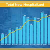 <p>A look at the drop in new hospitalizations on Sunday, April 5 (far right).</p>