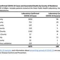 <p>A look at COVID-19 cases by county on Sunday, April 5.</p>