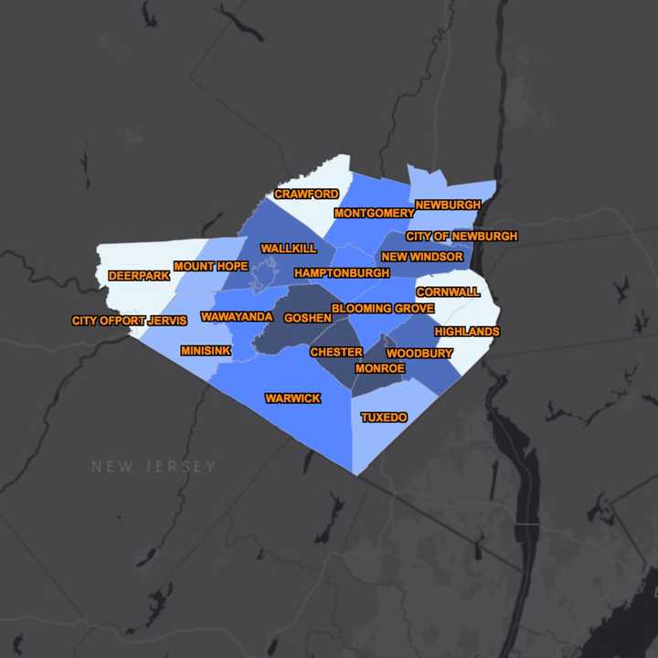 The COVID-19 map in Orange County as of Friday, April 10, 2020.