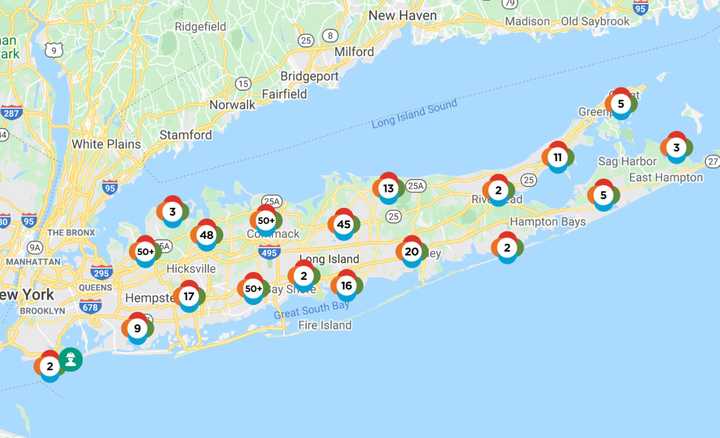 The PSEG Long Island Outage Map on Tuesday, April 14, 2020.