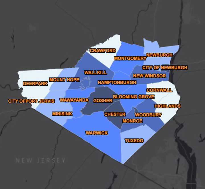 The COVID-19 map of Orange County as of Thursday, April 16.