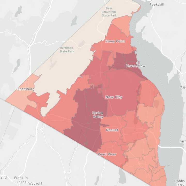 The Rockland County COVID-19 map on Thursday, April 16.