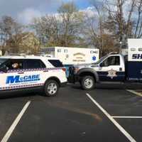 <p>A procession of Monmouth County EMS, firefighters and en route to Robert Weber&#x27;s home in Middletown.</p>