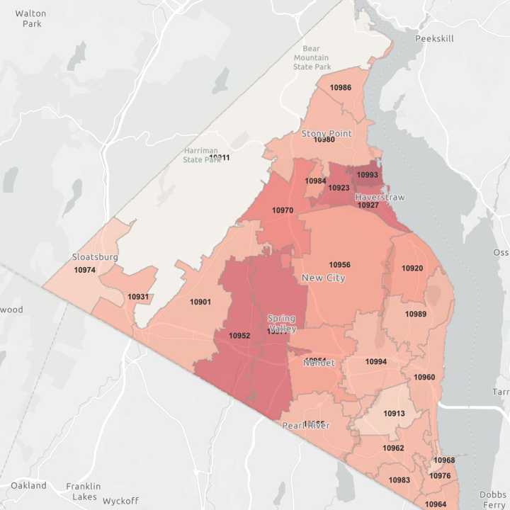 The Rockland County COVID-19 map on Monday, April 20.