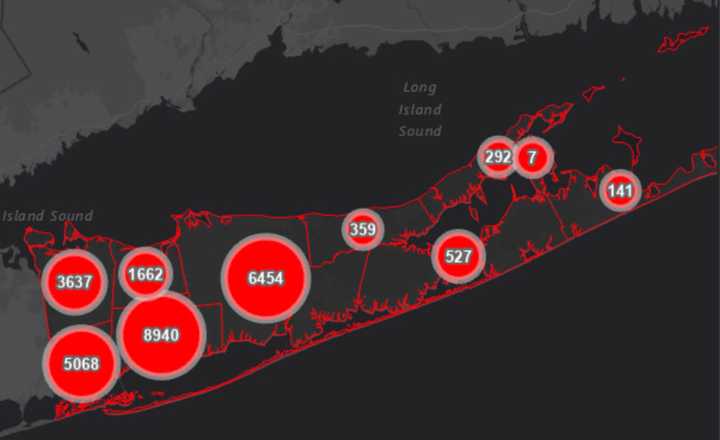 COVID-19 cases in Suffolk County as of Friday, April 24, 2020.