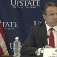 <p>New York Gov. Andrew Cuomo at a COVID-19 briefing</p>