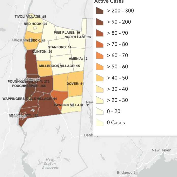 The Dutchess County COVID-19 map on Friday, May 1.