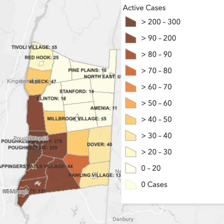 The Dutchess County COVID-19 map on Monday, May 4.