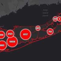 <p>The Suffolk County COVID-19 map on Monday, May 4.</p>