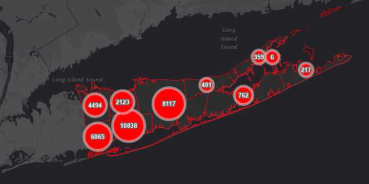 The Suffolk County COVID-19 map on Monday, May 4.