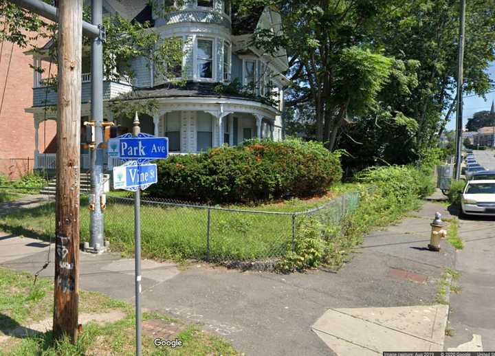 The area of a shooting and car crash in Bridgeport.