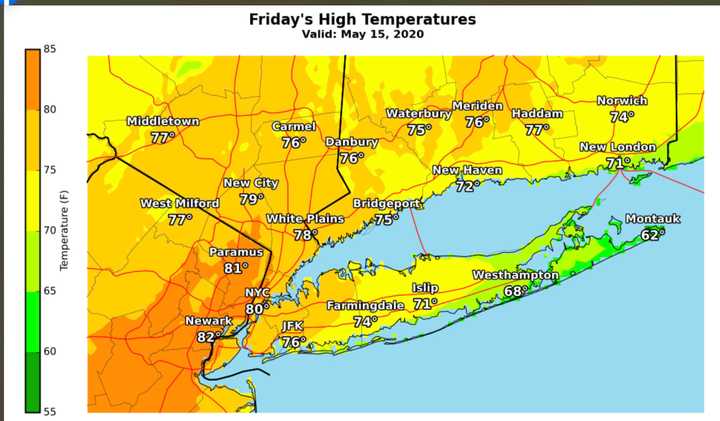 A sunny stretch will be followed by a warm front on Friday, May 15 that will bring a round of showers and thunderstorms and a rapid rise in temperatures.