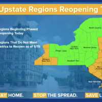 <p>Five of New York&#x27;s 10 regions, (shown in orange), including the Hudson Valley, will stay on pause at least two more weeks.</p>