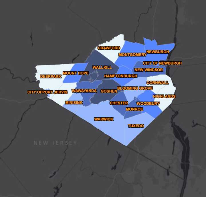 The COVID-19 map in Orange County on Friday, May 15, 2020.