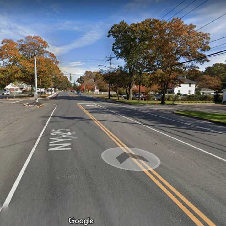 Route 25, at the intersection of Arnold Drive, in Middle Island.