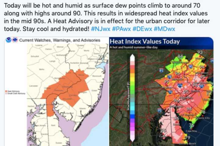 Muggy Heat Advisory For Burlington, Mercer Counties