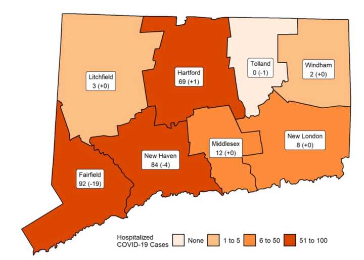 The COVID-19 map in Connecticut on Wednesday, June 10.