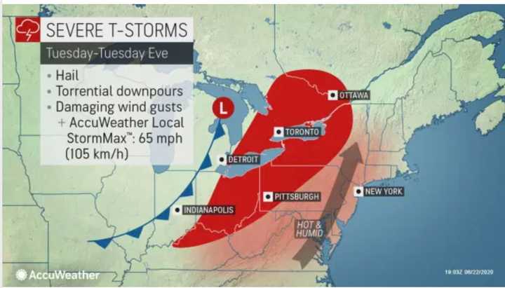 Some passing afternoon and evening showers and thunderstorms are possible Tuesday, June 23.