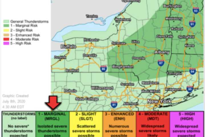 Here's Time Frame For Possible Strong Thunderstorms With Damaging Wind Gusts Up To 60 MPH