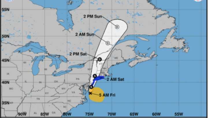 A look at the latest projected time frame for Tropical Storm Fay.