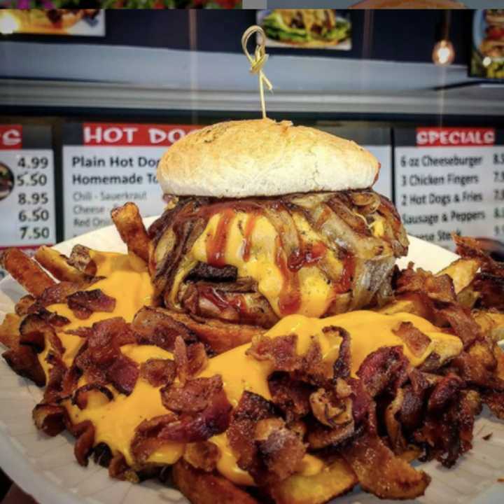 A shark burger from Steve&#x27;s Burgers in Garfield.