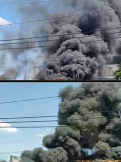 East Brunswick Firefighters, Hazmat Battle Flaming Box Truck Amidst High-Tension Power Lines