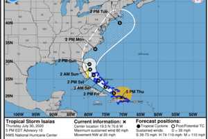 Newly Released Forecast Cone For Tropical Storm Isaias Includes MA