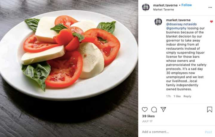 The Market Taverne speaks out on Instagram.