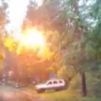 <p>A tree catches fire due to a fallen power line in Hopatcong.</p>