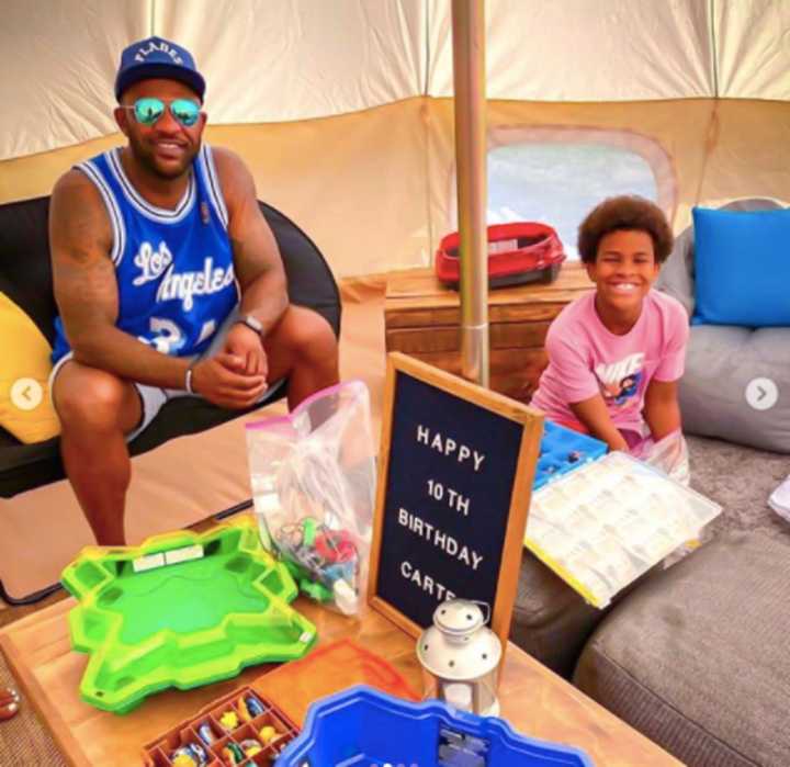 CC Sabathia celebrates son Carter&#x27;s 10th birthday in their Alpine backyard.