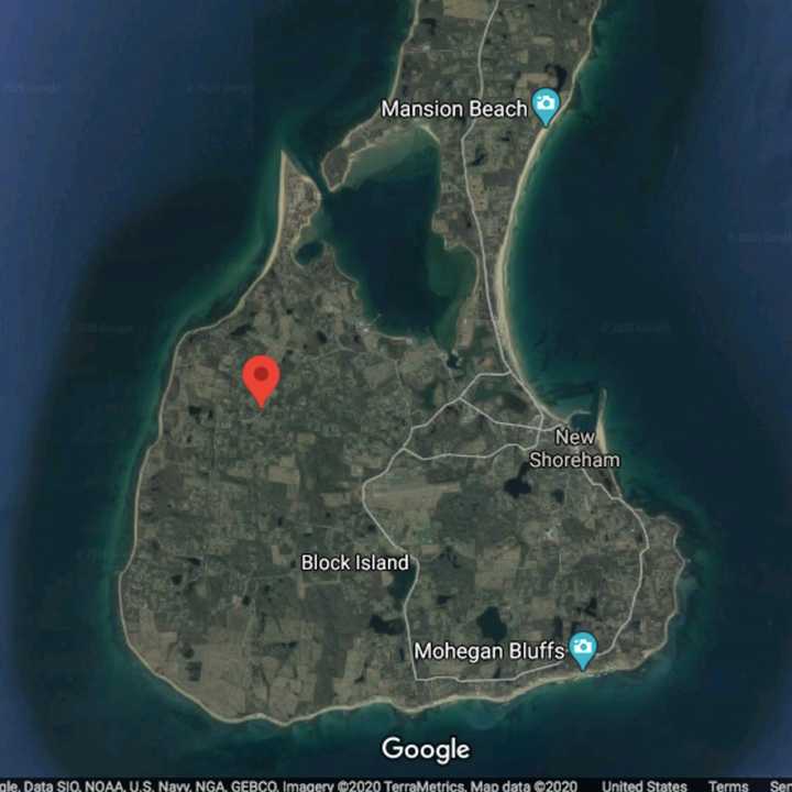 West Side Road in Block Island is located in the area shown in red.