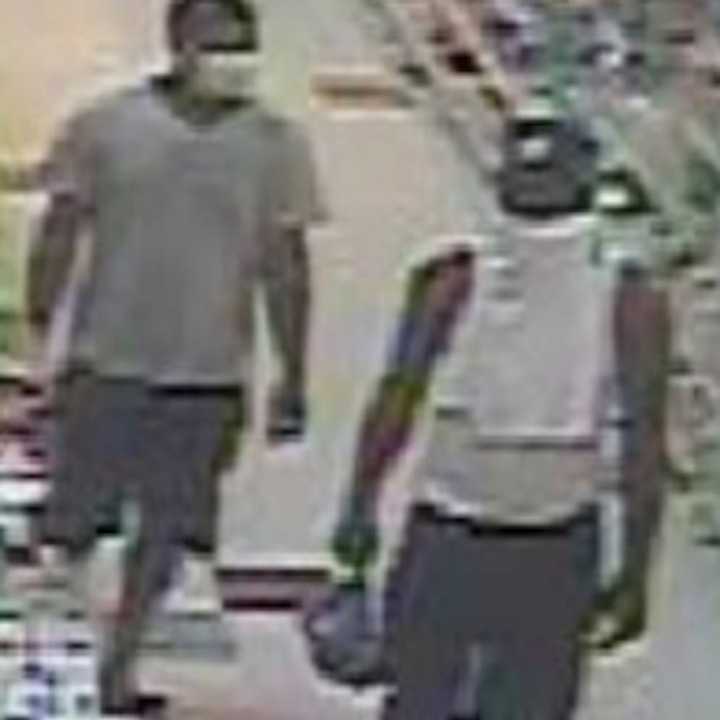 Surveillance footage of the wanted man and his associate