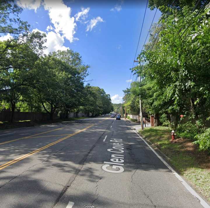 A police officer crashed on Glen Cove Road near The Pines in Old Westbury.