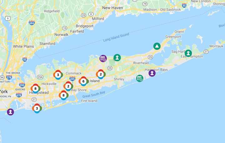 The PSEG Long Island Outage Map on Friday, Aug. 28.