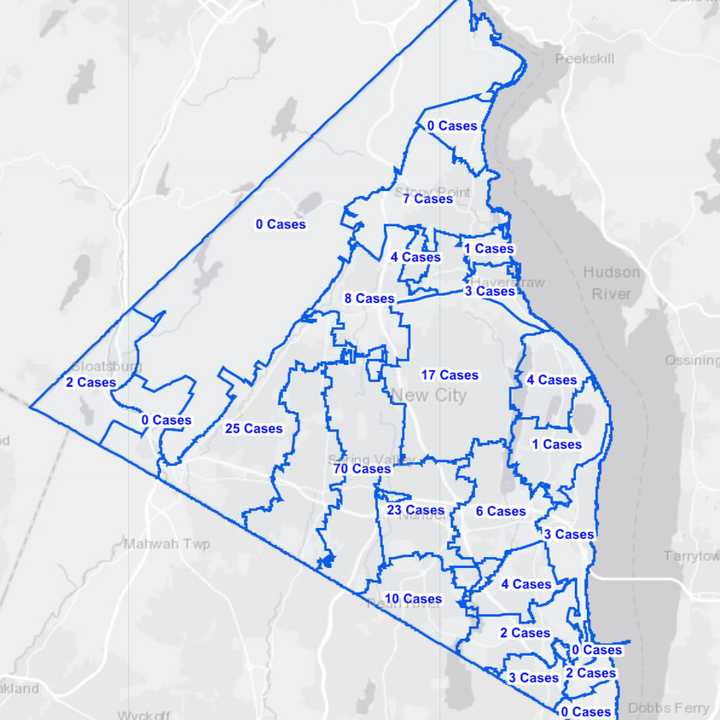 The Rockland County COVID-19 map on Wednesday, Sept. 16.