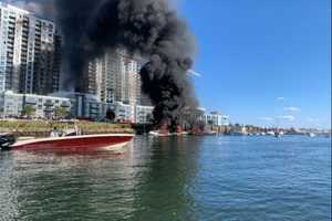 New Photos, Videos: Boat Fire Rapidly Spreads At Stamford Harbor