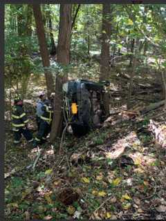 Car Crashes Down Embankment After Woman Swerves To Avoid Deer