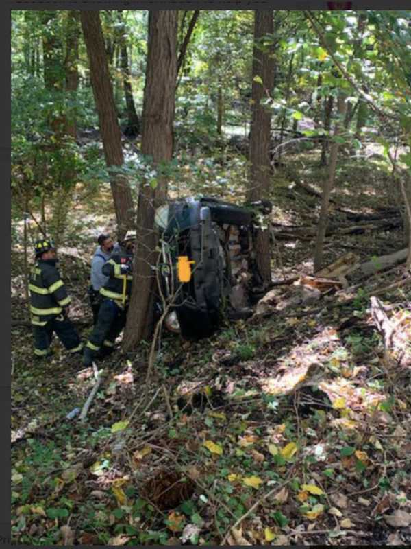 Car Crashes Down Embankment After Woman Swerves To Avoid Deer On Route 202