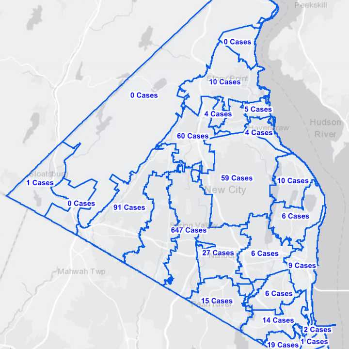 The Rockland County COVID-19 map as of Wednesday, Oct. 14.