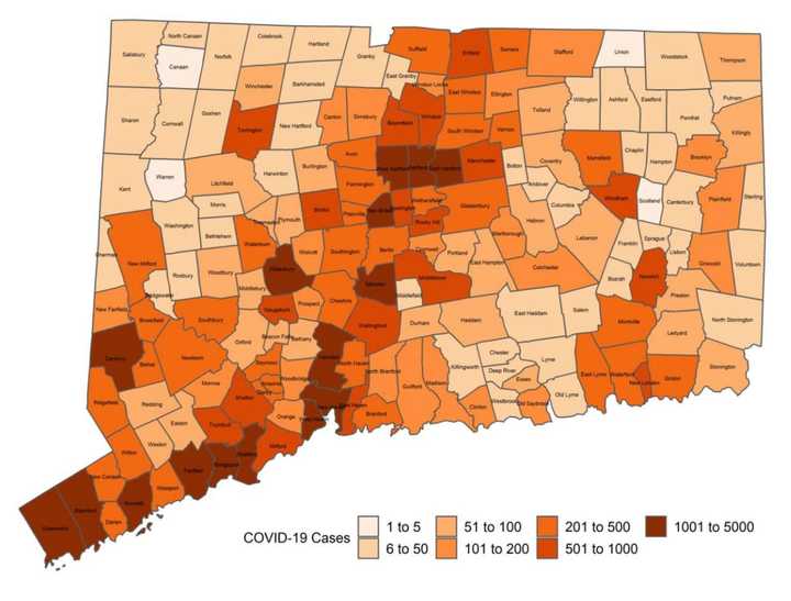 The latest breakdown of cumulative COVID-19 cases in Connecticut as of Wednesday, Oct. 21.