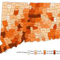 <p>A breakdown of COVID-19 cases, by municipality, in Connecticut, on Monday, Oct. 26.</p>