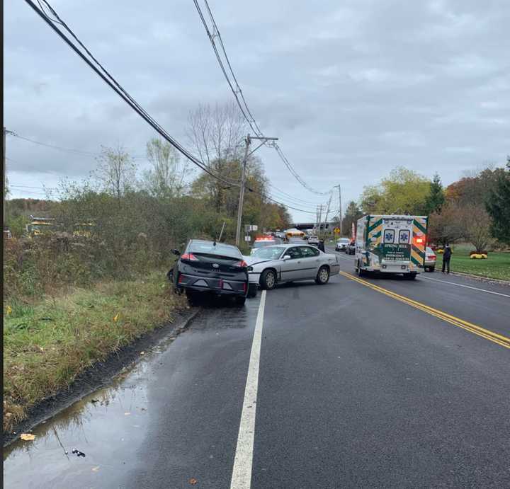 Three people received minor injuries in a three-vehicle crash after one of the drivers fell asleep at the wheel.