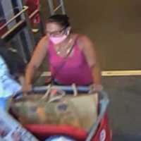 <p>Surveillance footage of the wanted woman</p>