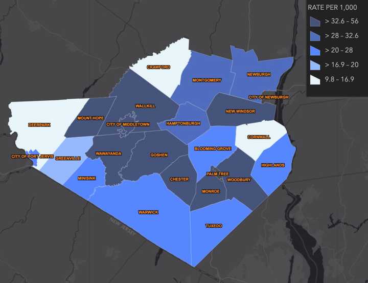 The Orange County COVID-19 map on Thursday, Nov. 5.