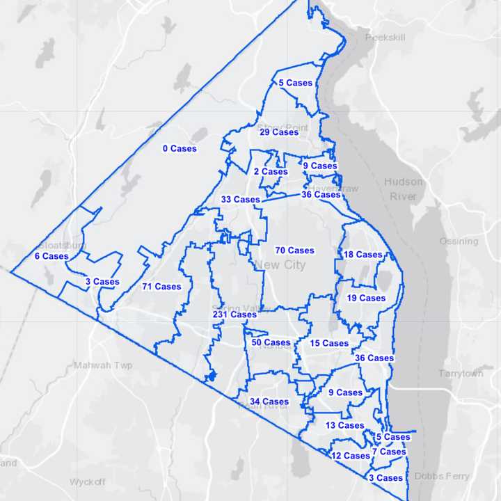 The Rockland County COVID-19 map on Thursday, Nov. 5.