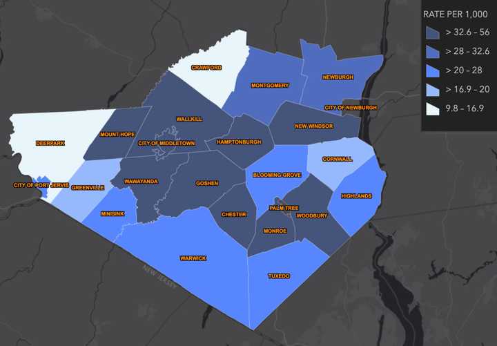 The Orange County COVID-19 map on Friday, Nov. 13.